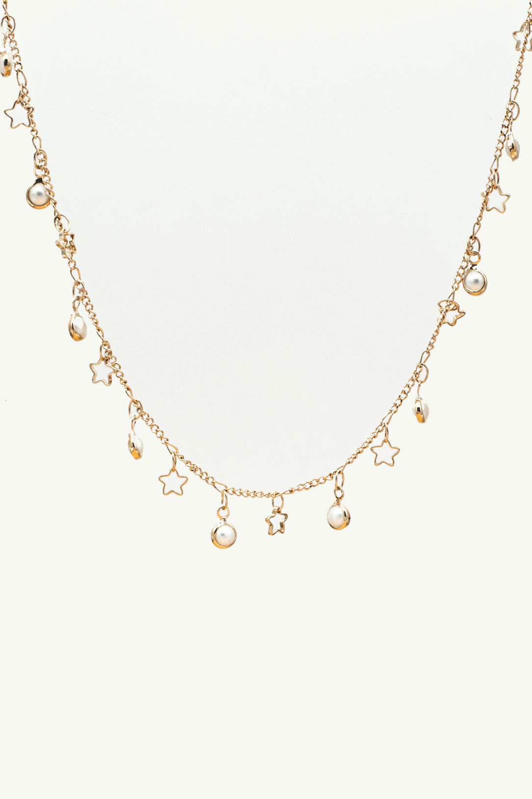 pearl and star gold chain necklace 
