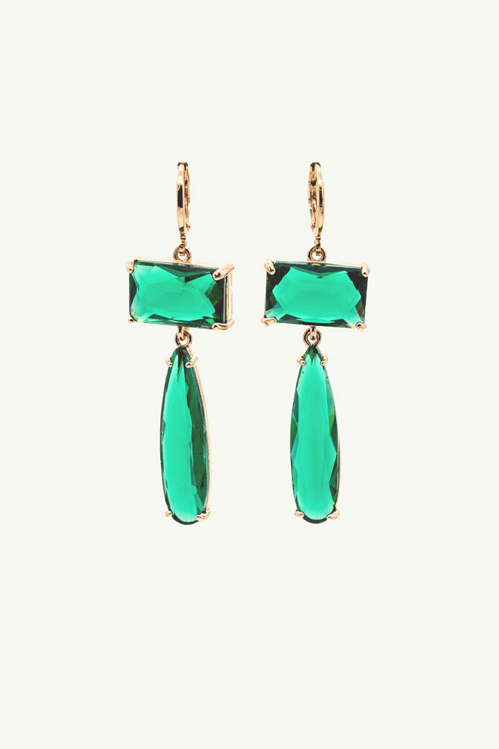 Load image into Gallery viewer, Statement green and gold earrings
