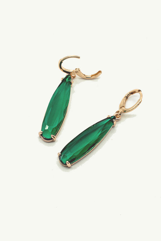 Load image into Gallery viewer, Green and gold teardrop earrings  
