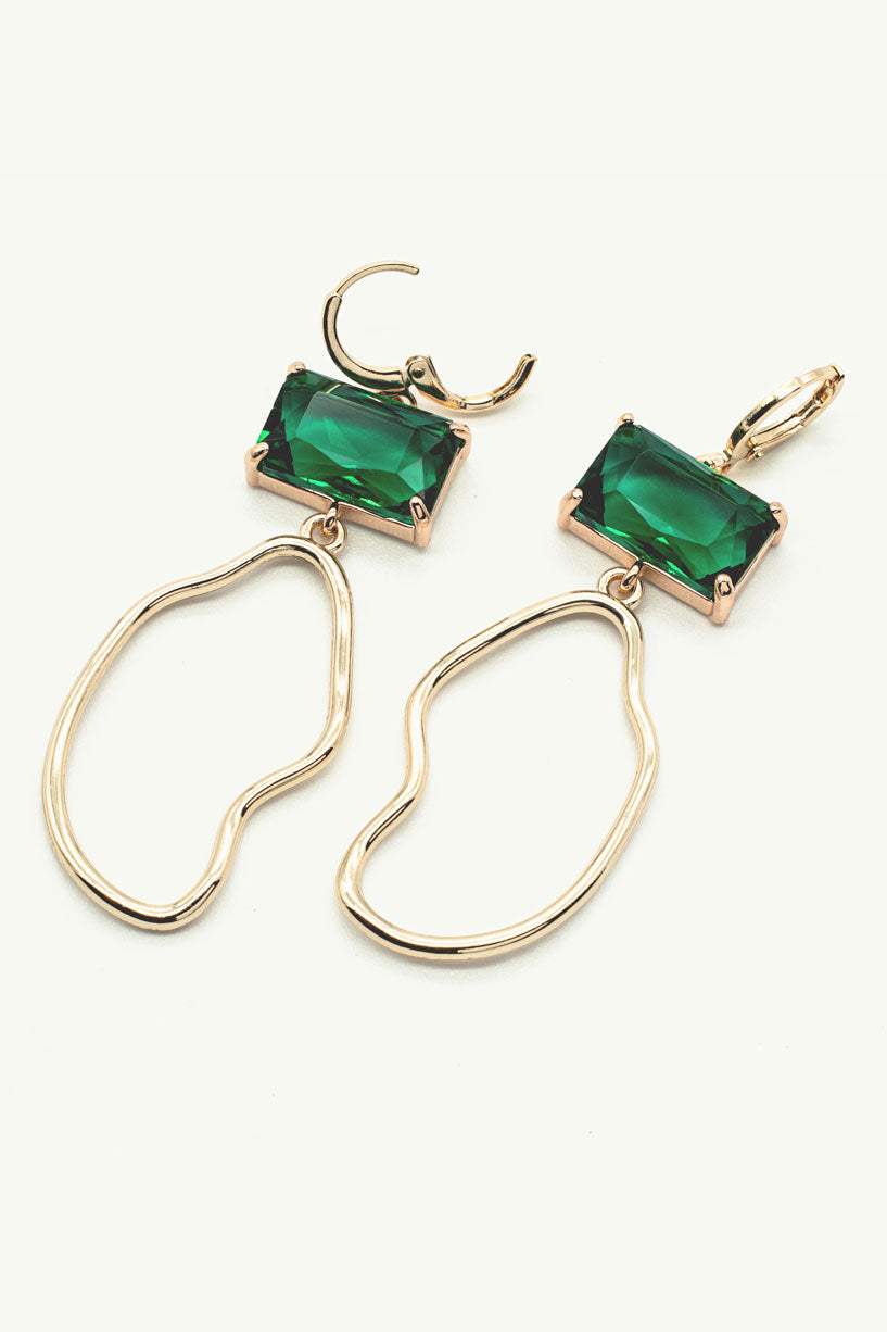 Green and gold statement earrings 