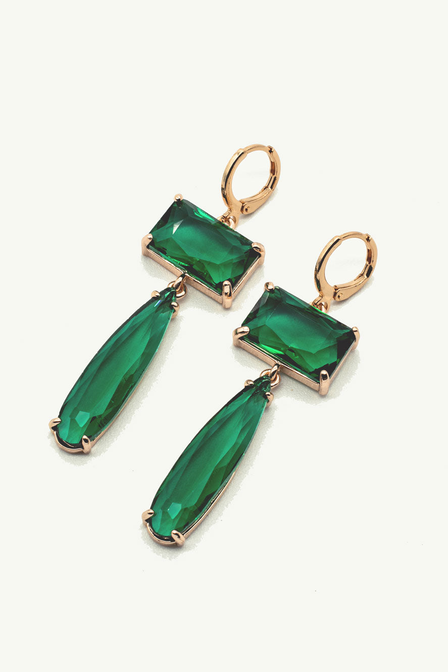 Load image into Gallery viewer, Statement green and gold earrings

