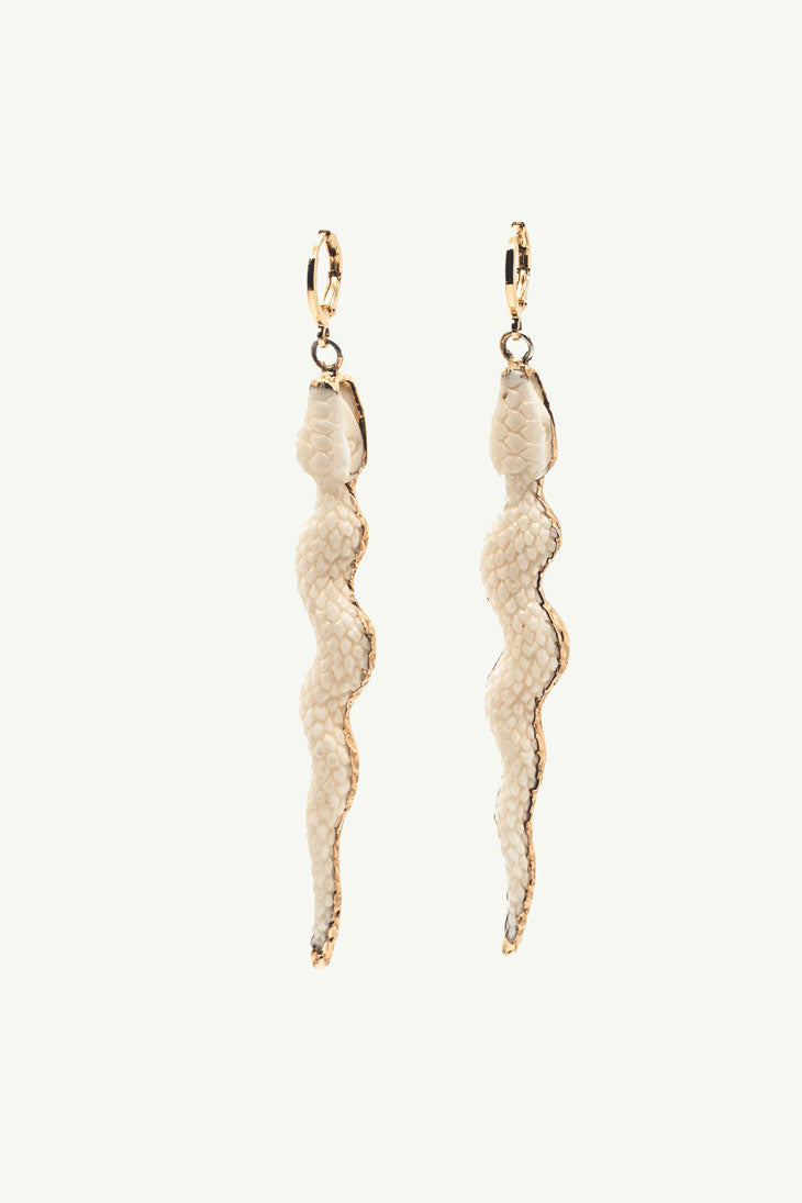 Load image into Gallery viewer, Laser carved bone snake earrings
