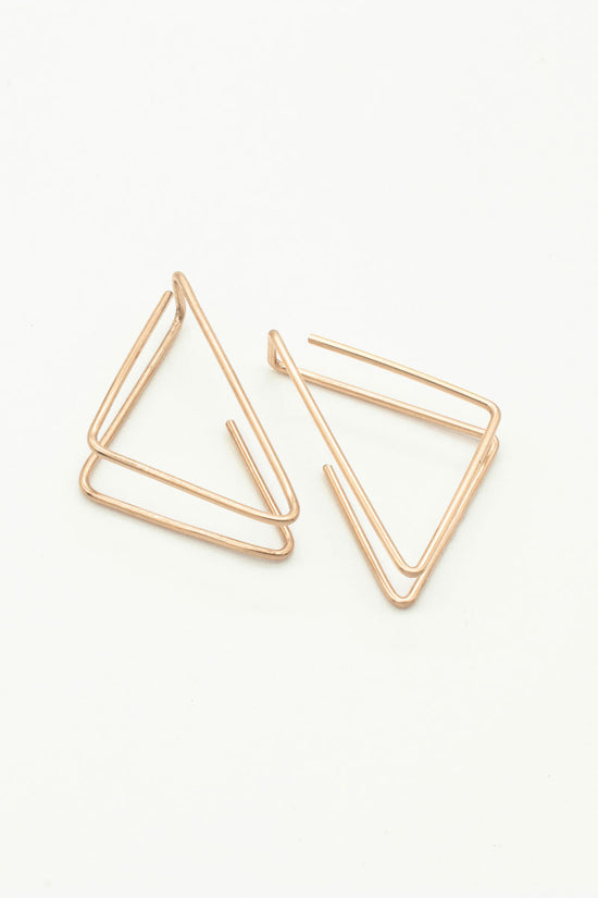 Double triangle thread through hoop earrings