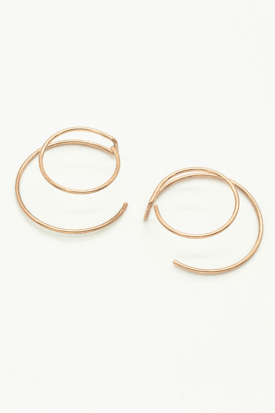 Double circle thread through hoop earrings