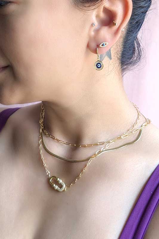 minimalist gold jewelry for everyday wear. Anti tarnish jewelry, lavender skyline stacking jewelry