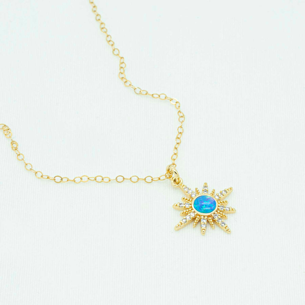 
                  
                    Blue opal sunburst necklace
                  
                