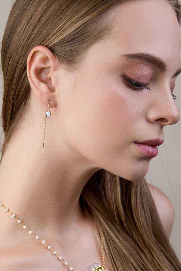 Load image into Gallery viewer, designer gold and opal everyday earrings
