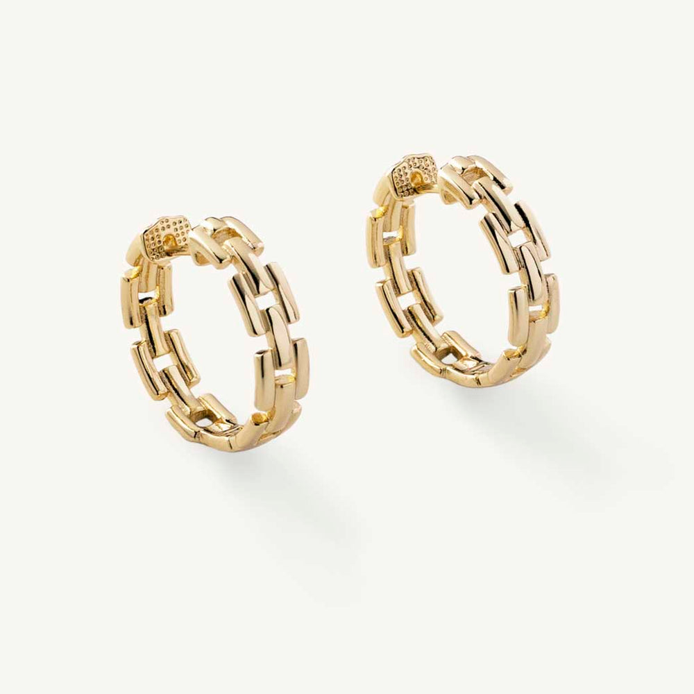 
                  
                    Gold chain hoops
                  
                
