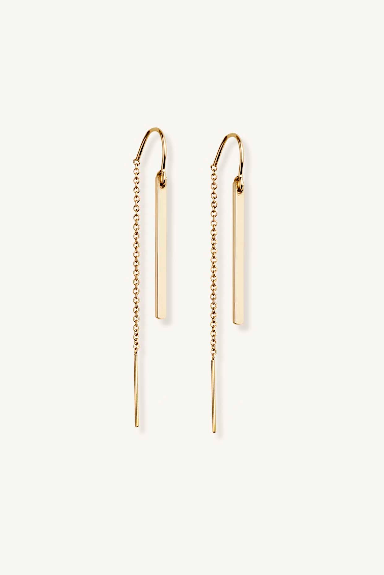 Gold bar minimalist threader earrings