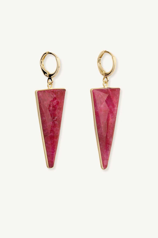 Load image into Gallery viewer, Triangle ruby bold earrings
