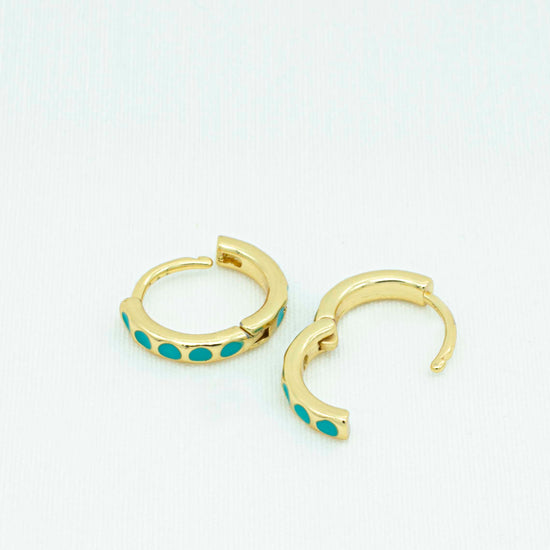 Gold hoops with turquoise dots